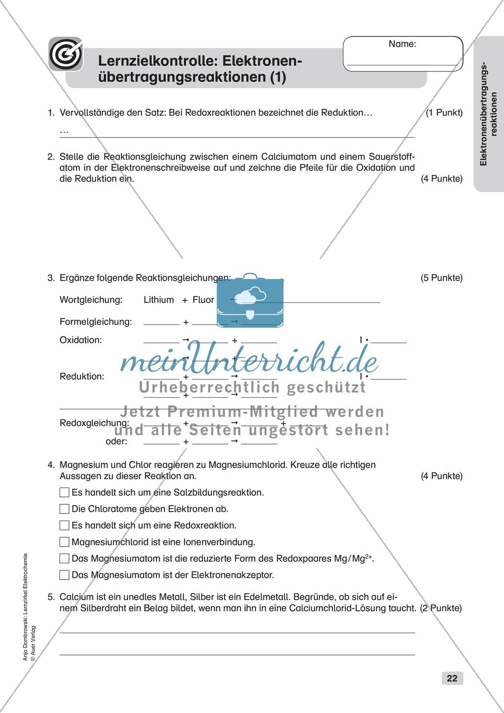 Lernzirkel Elektrochemie: Elektronenübertragungsreaktionen Preview 24
