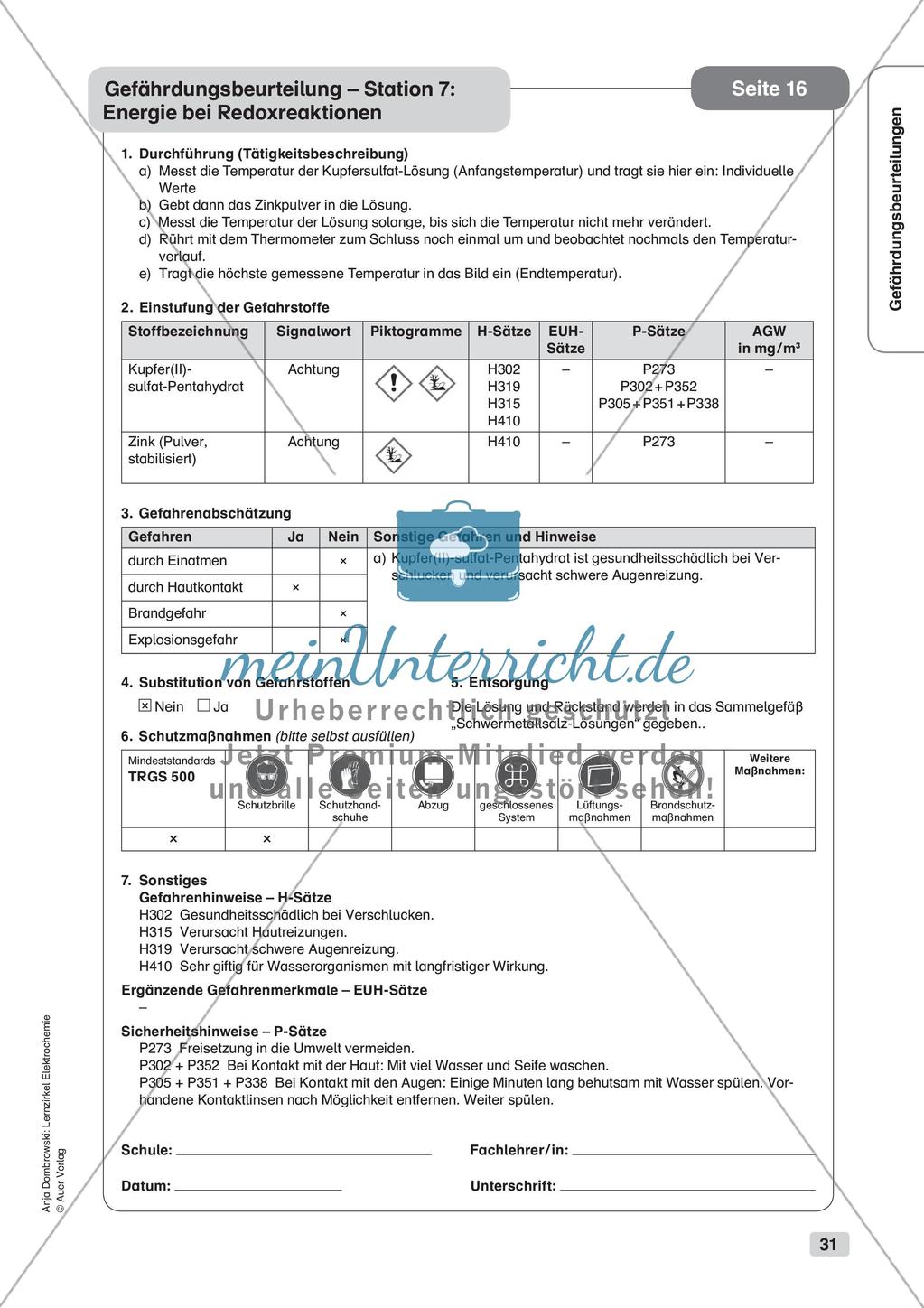 Lernzirkel Elektrochemie: Elektronenübertragungsreaktionen Preview 33