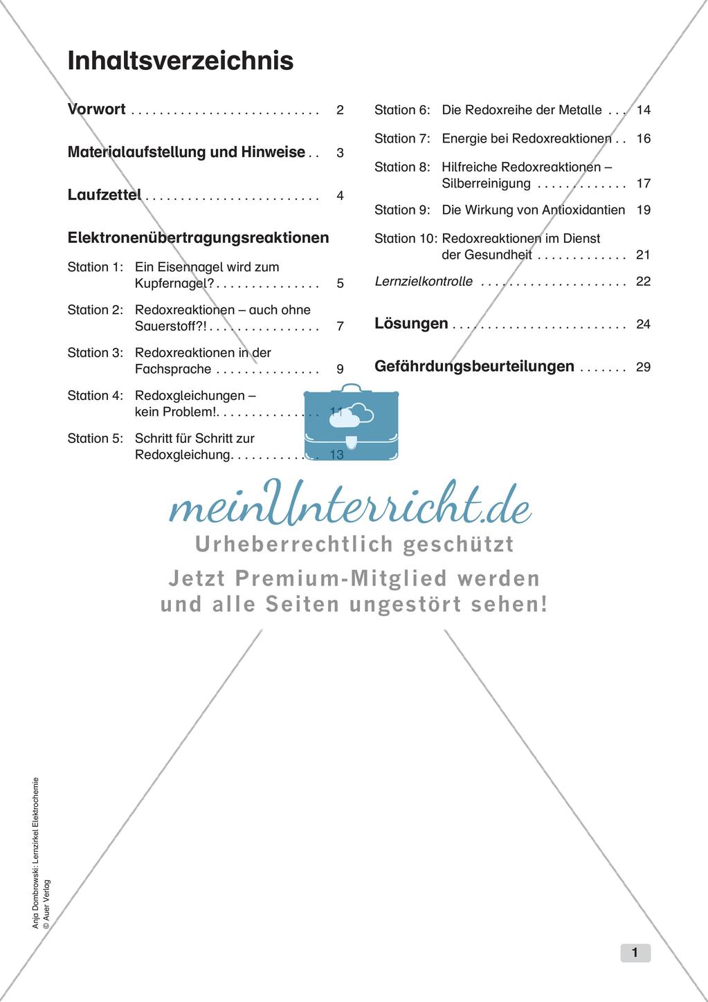 Lernzirkel Elektrochemie: Elektronenübertragungsreaktionen Preview 3