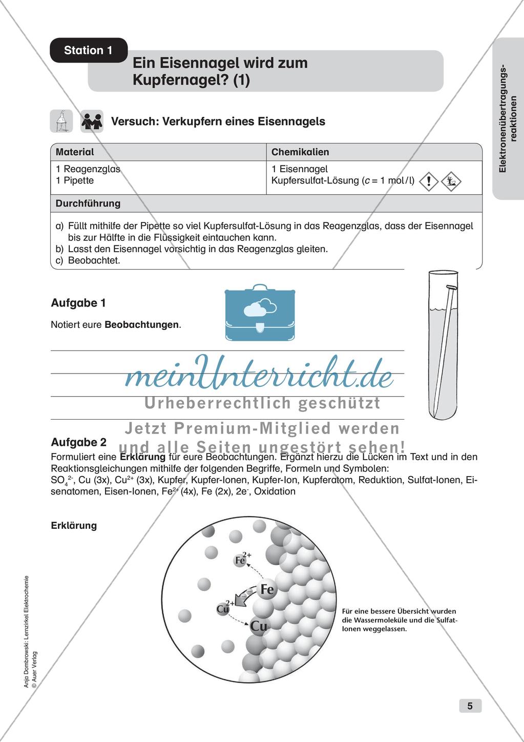 Lernzirkel Elektrochemie: Elektronenübertragungsreaktionen Preview 7