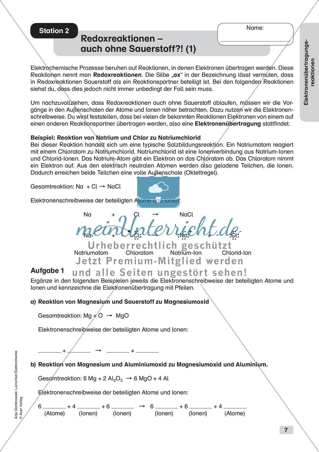 Lernzirkel Elektrochemie: Elektronenübertragungsreaktionen Preview 9
