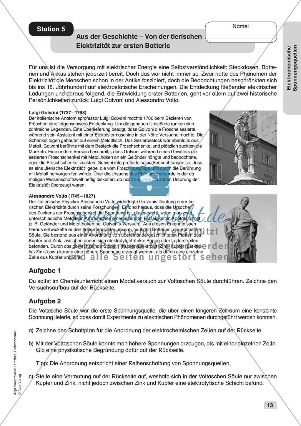 Lernzirkel Elektrochemie: Elektrochemische Spannungsquellen Preview 15