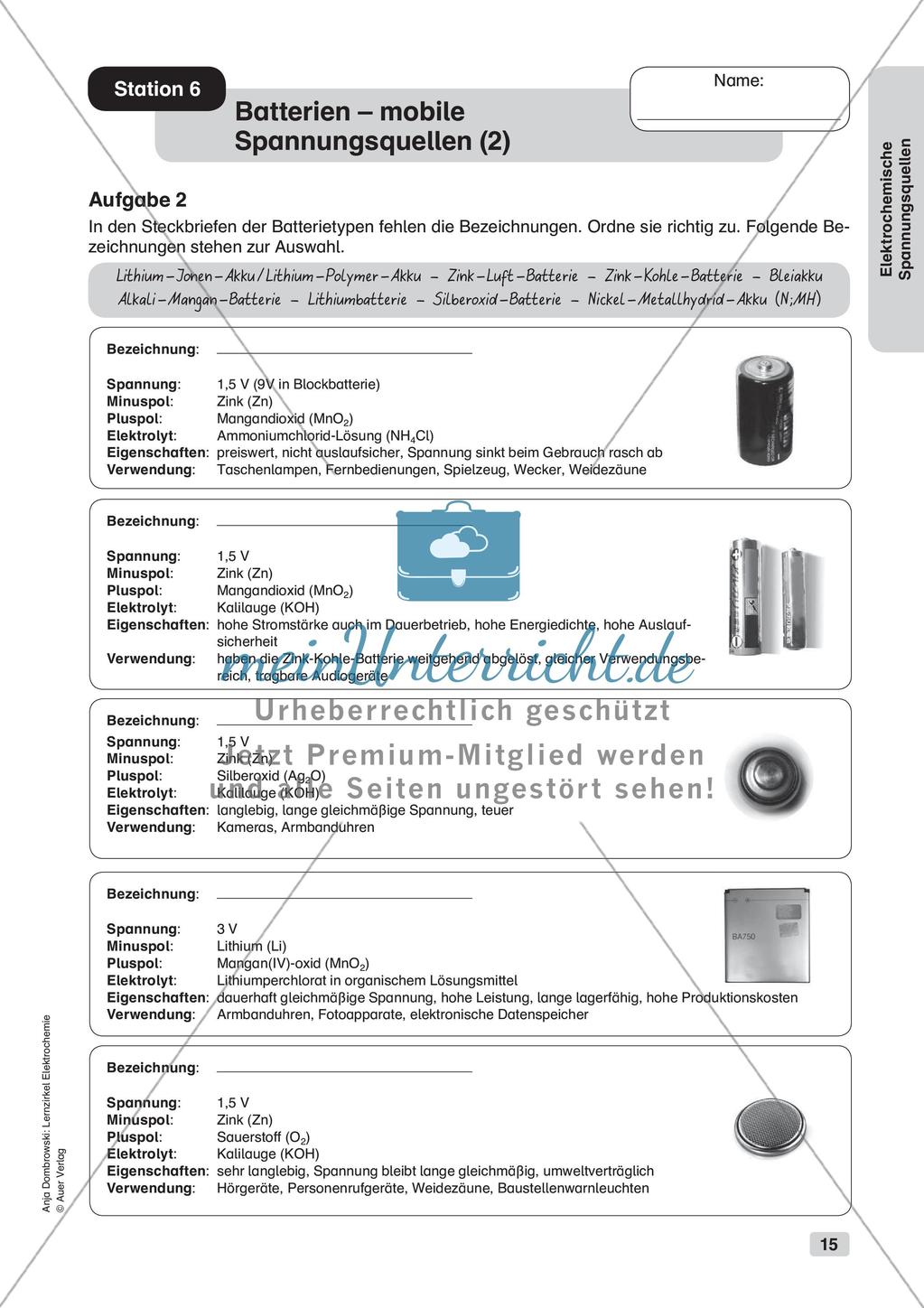 Lernzirkel Elektrochemie: Elektrochemische Spannungsquellen Preview 17