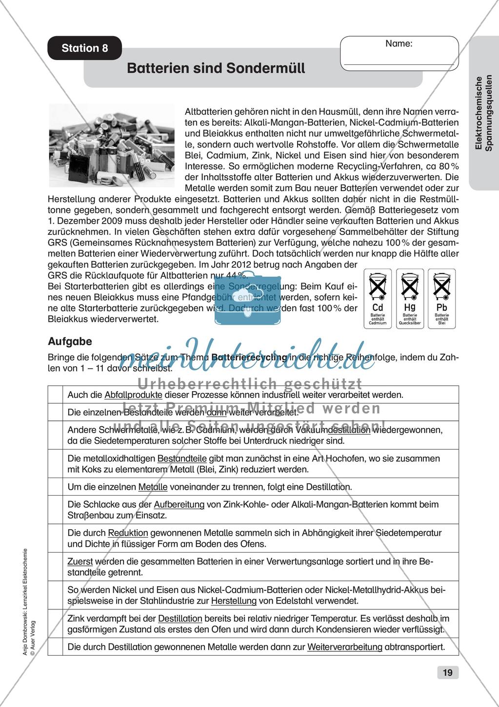 Lernzirkel Elektrochemie: Elektrochemische Spannungsquellen Preview 21