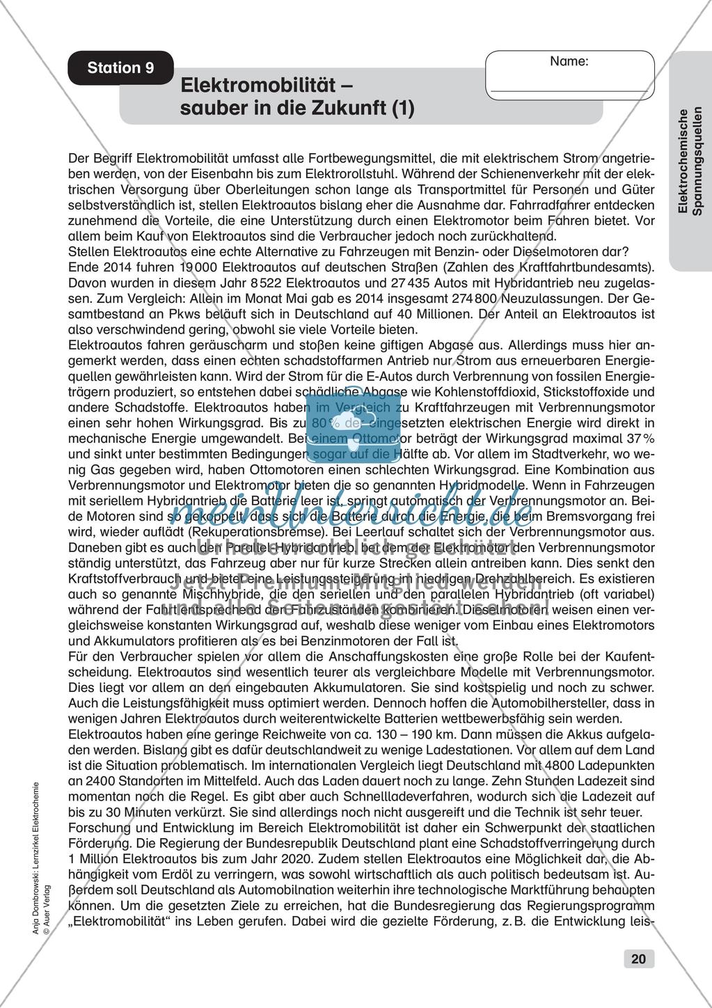 Lernzirkel Elektrochemie: Elektrochemische Spannungsquellen Preview 22