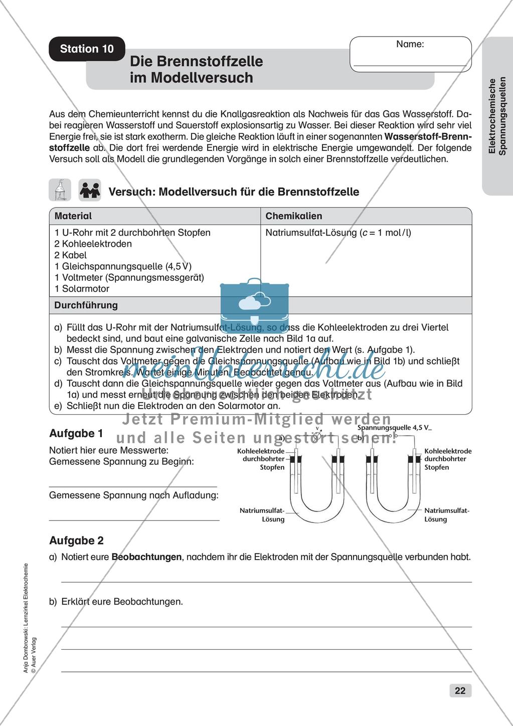 Lernzirkel Elektrochemie: Elektrochemische Spannungsquellen Preview 24