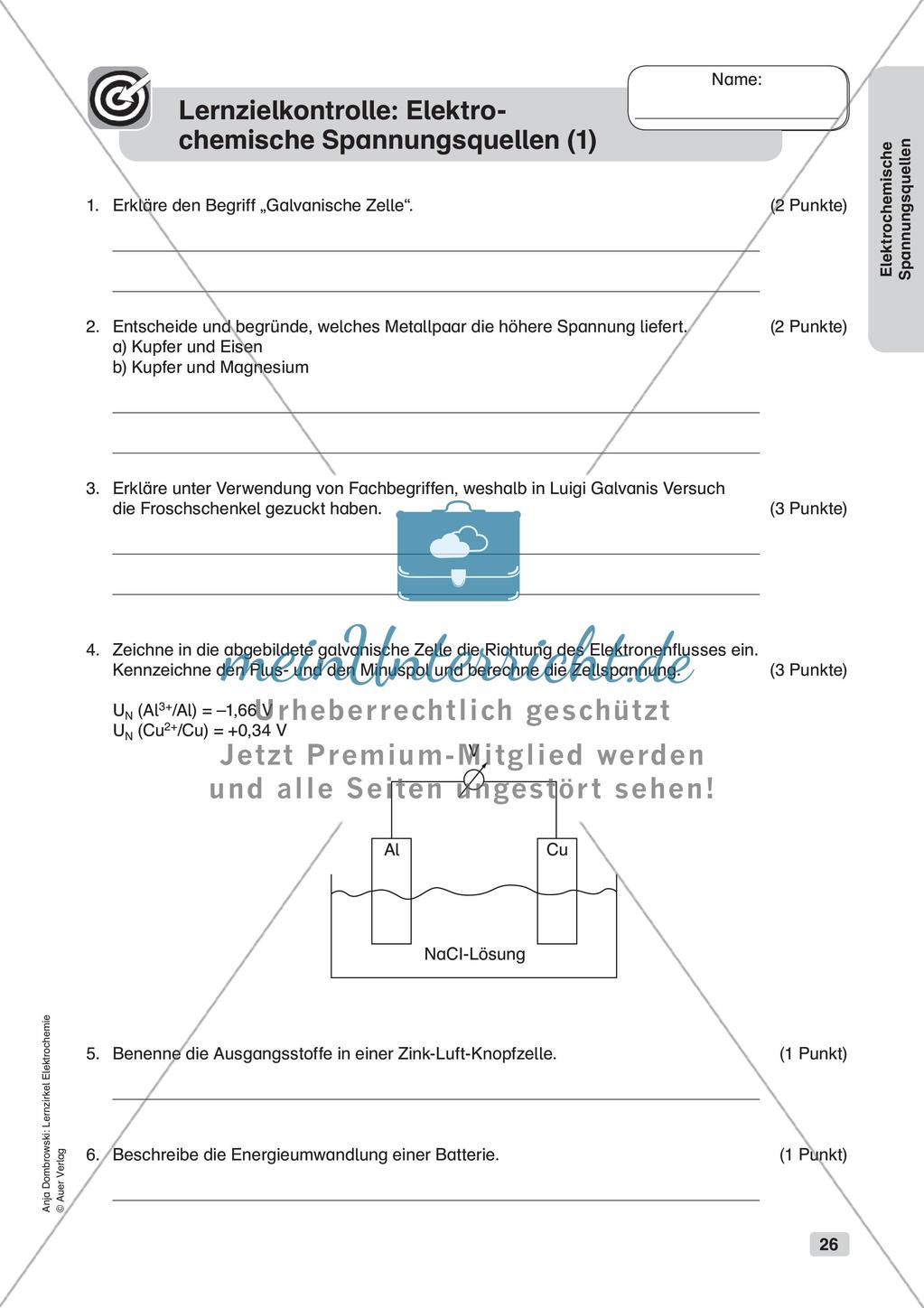 Lernzirkel Elektrochemie: Elektrochemische Spannungsquellen Preview 28