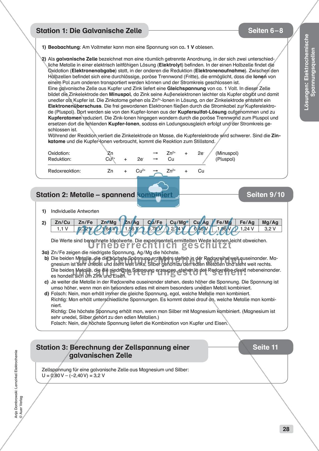 Lernzirkel Elektrochemie: Elektrochemische Spannungsquellen Preview 30