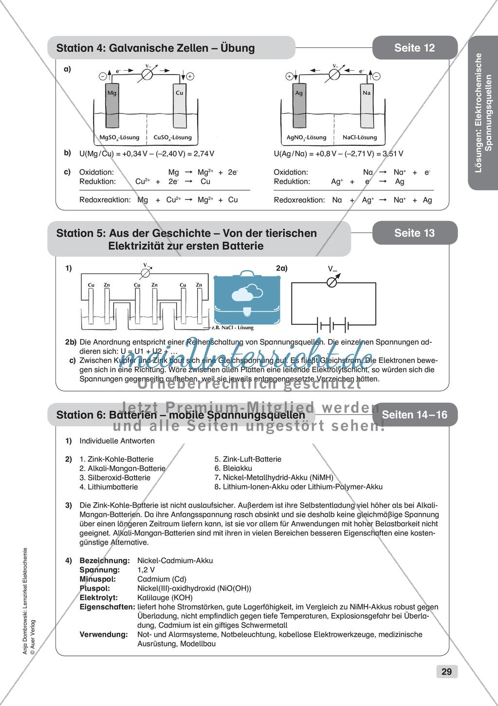 Lernzirkel Elektrochemie: Elektrochemische Spannungsquellen Preview 31