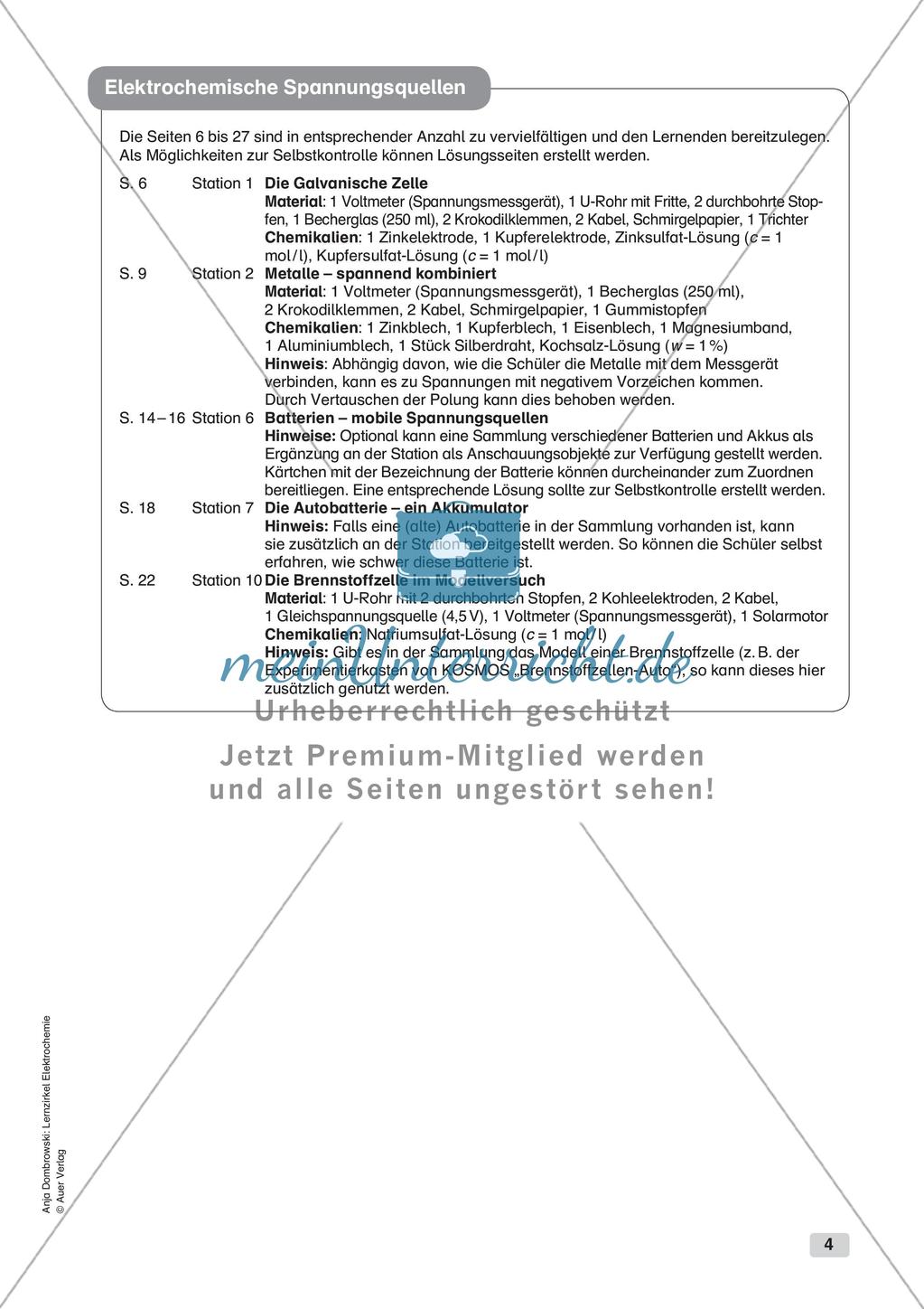 Lernzirkel Elektrochemie: Elektrochemische Spannungsquellen Preview 6
