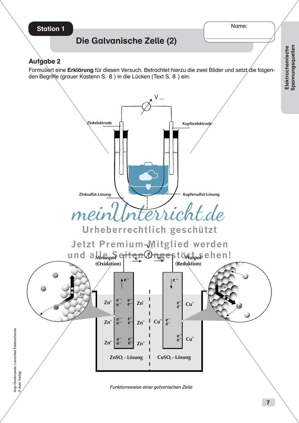 Lernzirkel Elektrochemie: Elektrochemische Spannungsquellen Preview 9