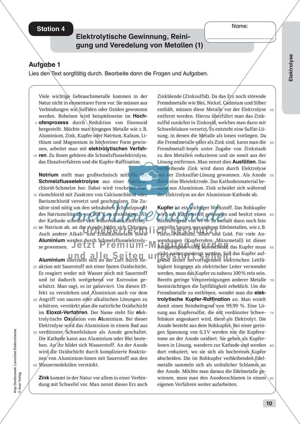 Lernzirkel Elektrochemie: Elektrolyse Preview 12