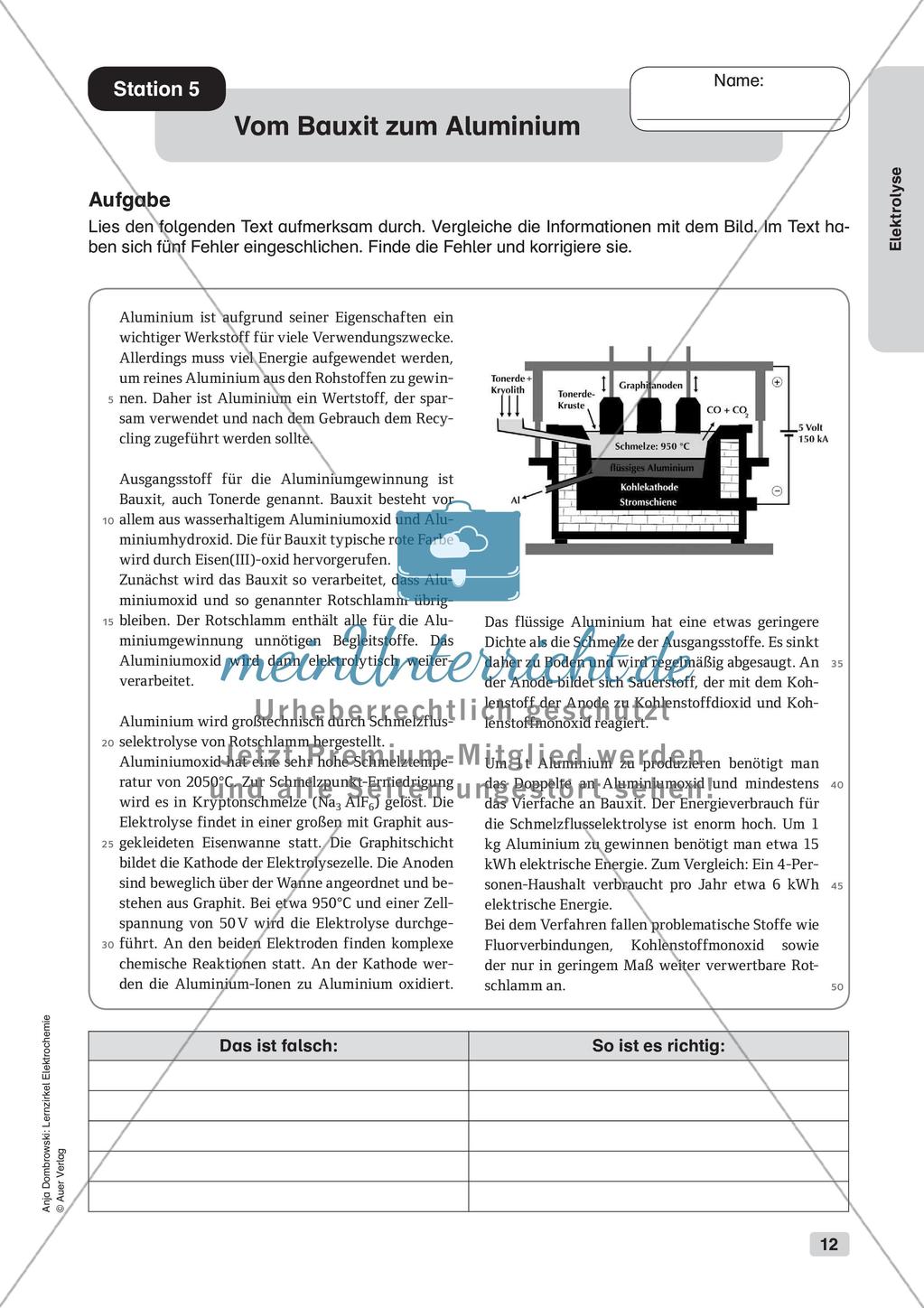 Lernzirkel Elektrochemie: Elektrolyse Preview 14
