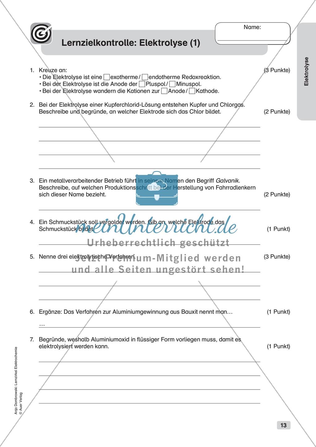 Lernzirkel Elektrochemie: Elektrolyse Preview 15
