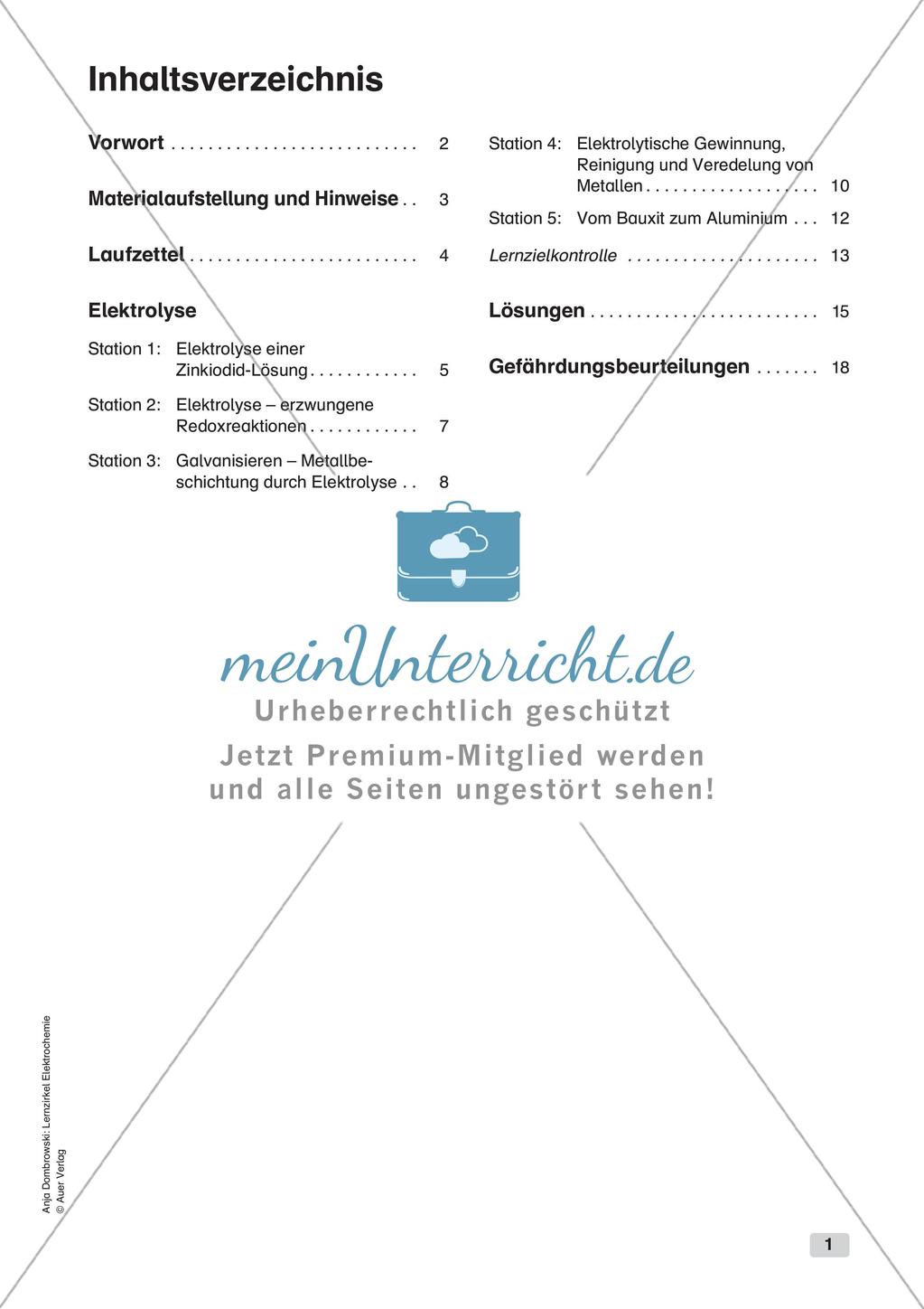 Lernzirkel Elektrochemie: Elektrolyse Preview 3