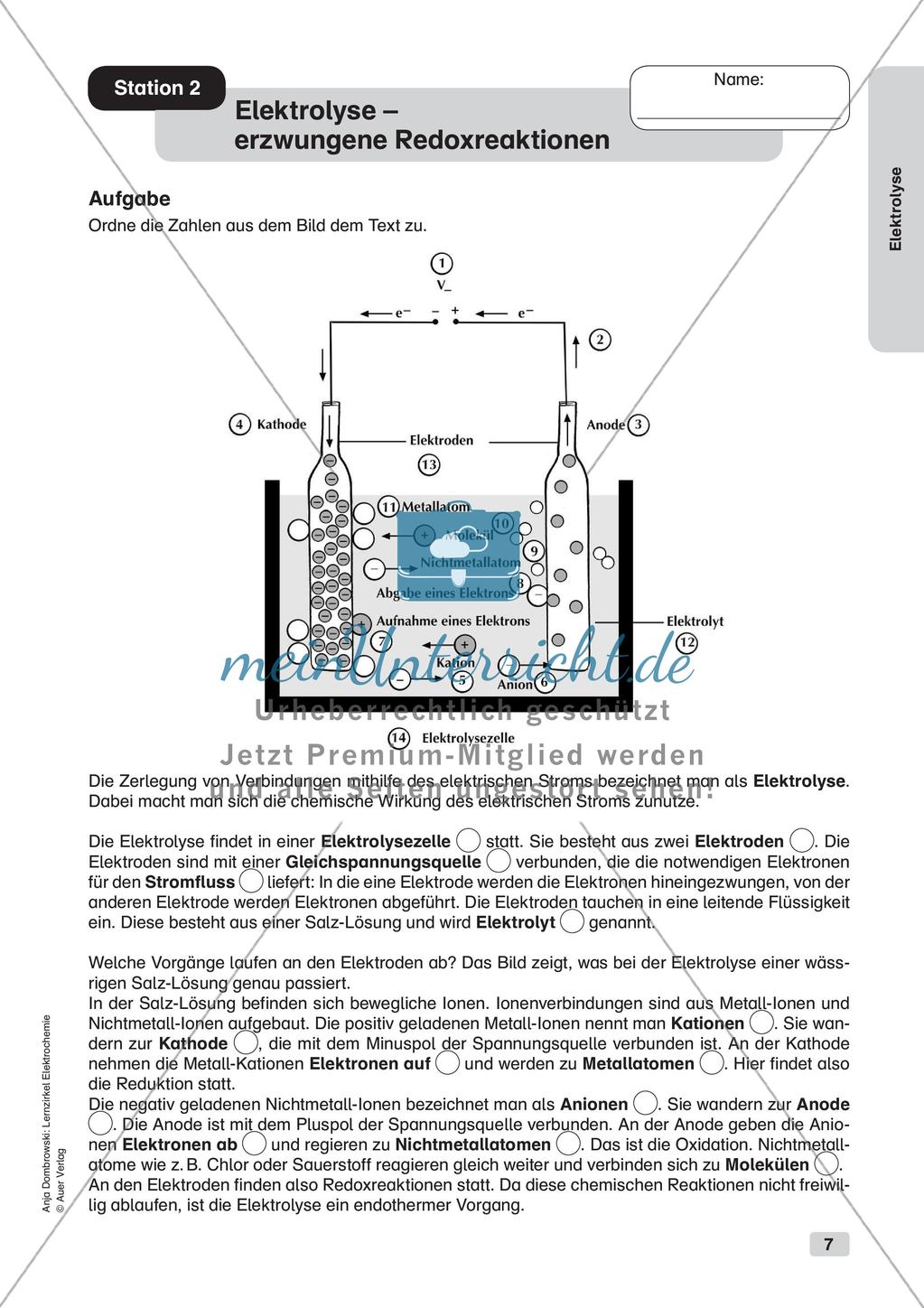 Lernzirkel Elektrochemie: Elektrolyse Preview 9