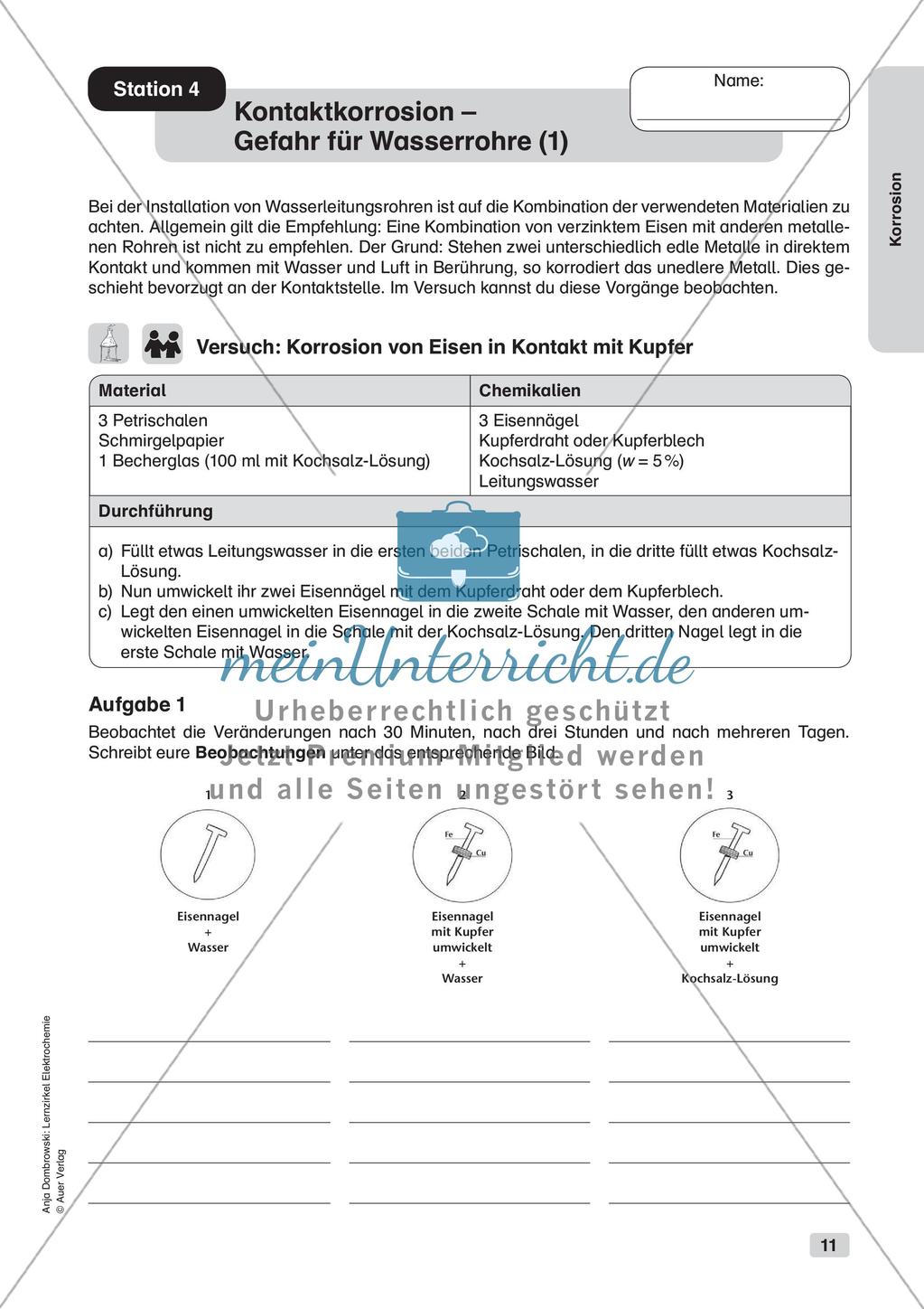 Lernzirkel Elektrochemie: Korrosion Preview 13