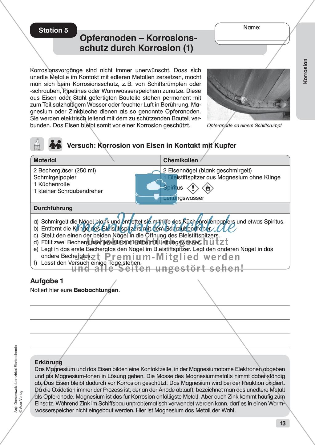 Lernzirkel Elektrochemie: Korrosion Preview 15