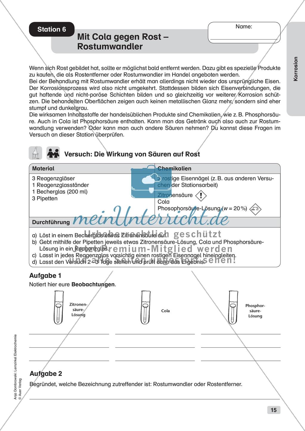 Lernzirkel Elektrochemie: Korrosion Preview 17
