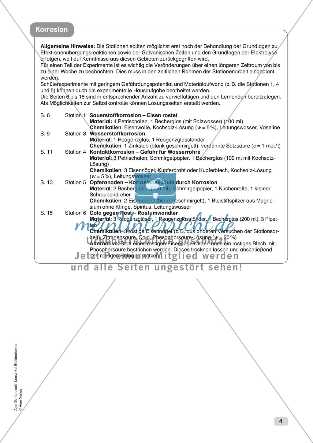 Lernzirkel Elektrochemie: Korrosion Preview 6