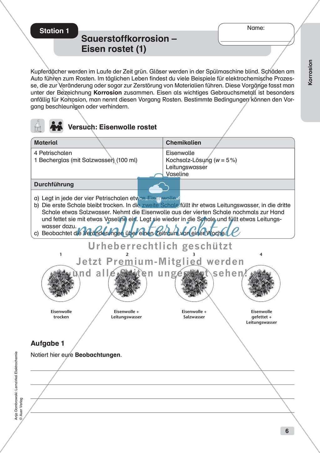Lernzirkel Elektrochemie: Korrosion Preview 8
