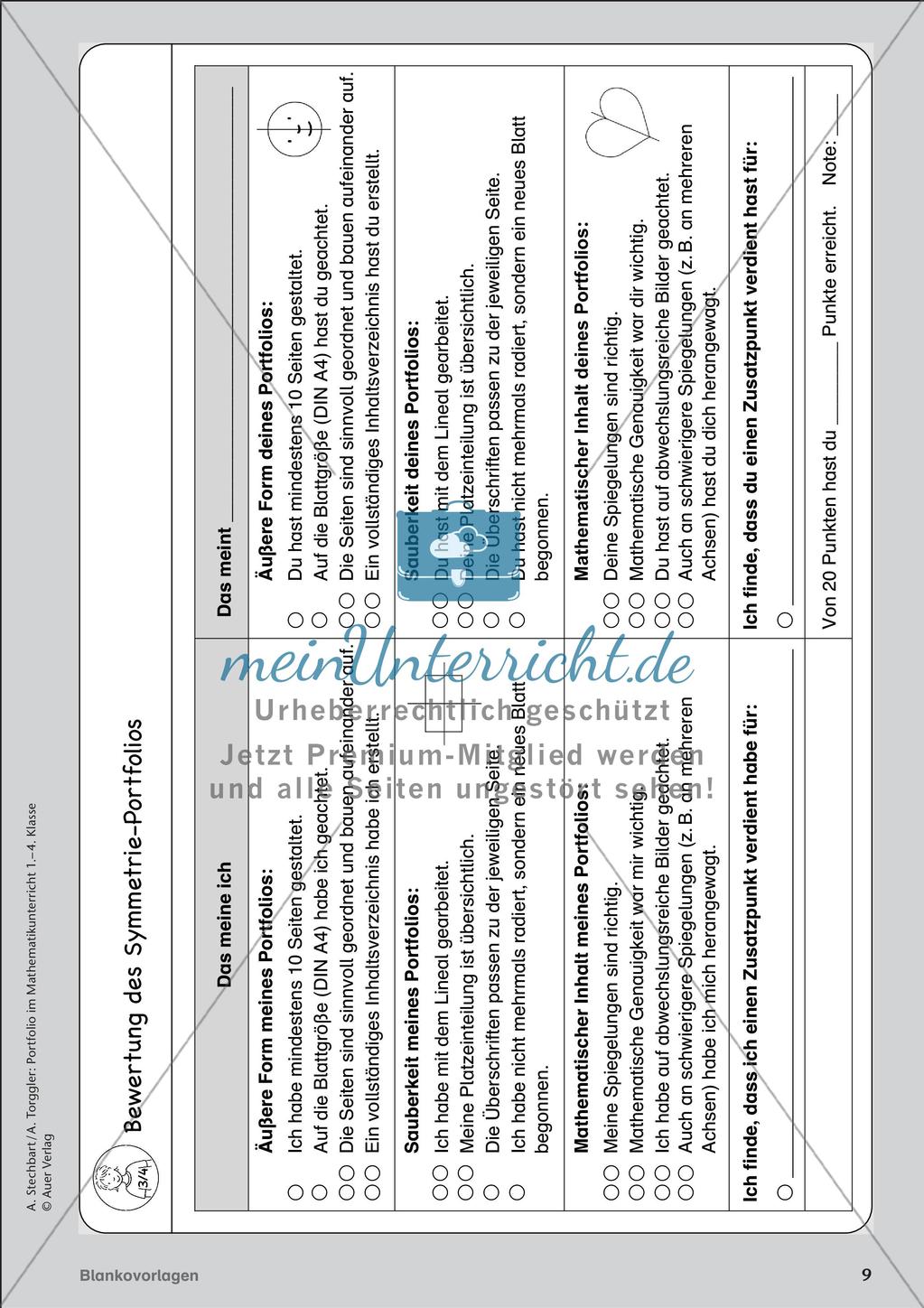 Portfolio im Mathematikunterricht - Blankovorlage Preview 11