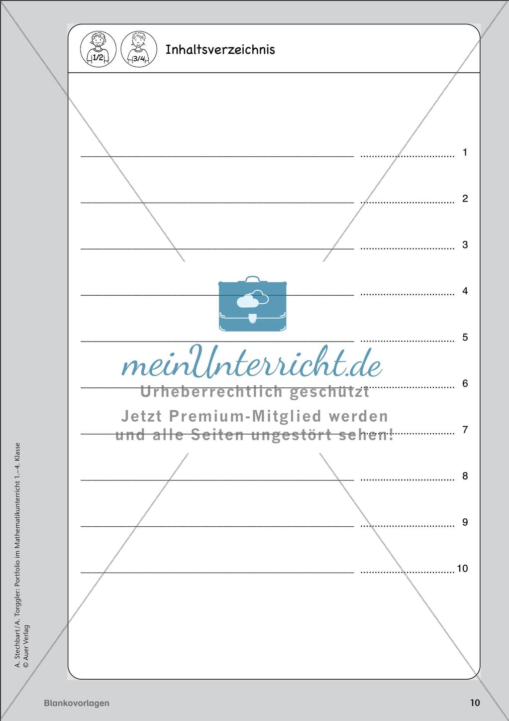 Portfolio im Mathematikunterricht - Blankovorlage Preview 12