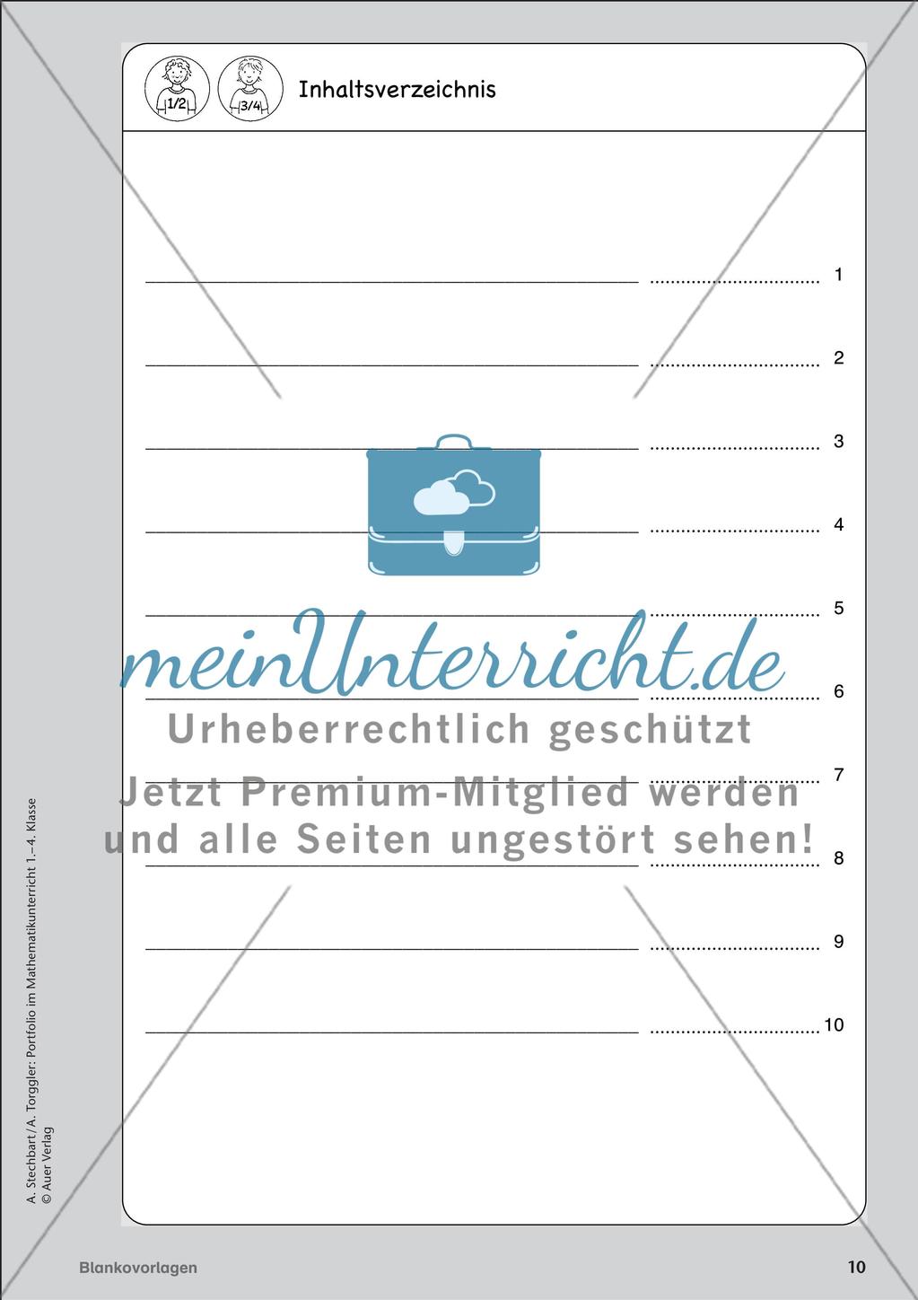 Portfolio im Mathematikunterricht - Blankovorlage Preview 12