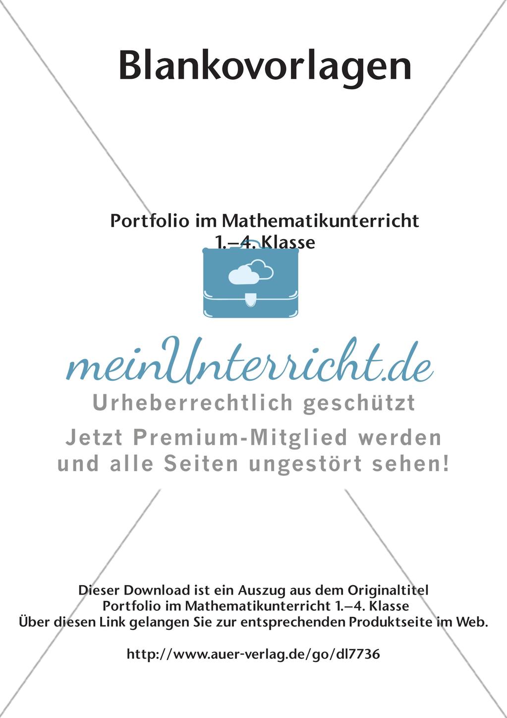 Portfolio im Mathematikunterricht - Blankovorlage Preview 2
