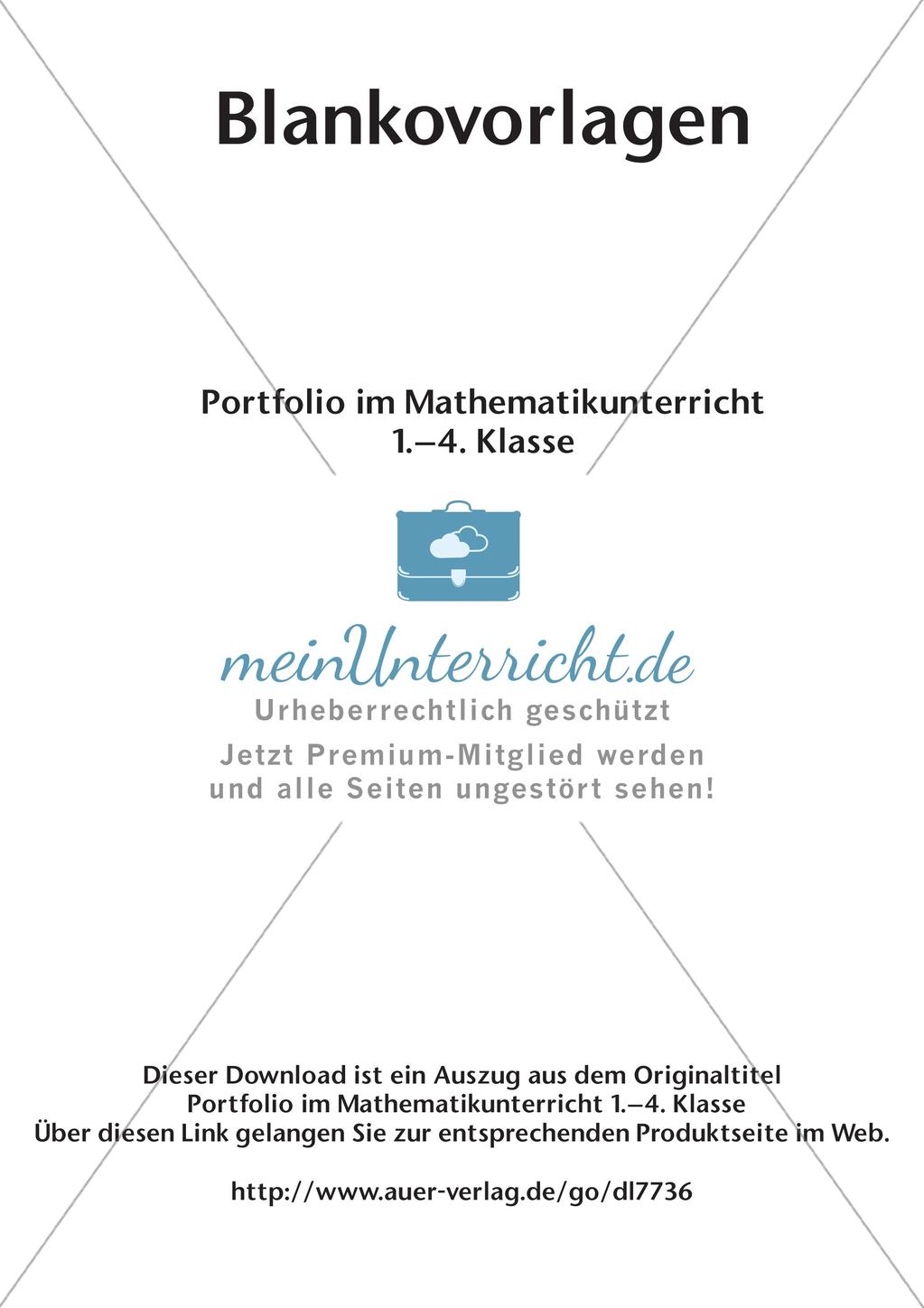 Portfolio im Mathematikunterricht - Blankovorlage Preview 2