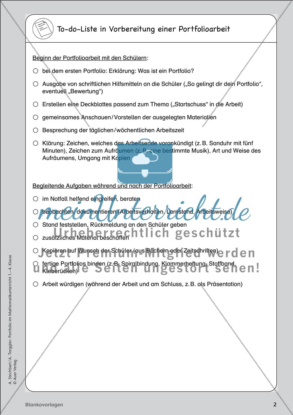 Portfolio im Mathematikunterricht - Blankovorlage Preview 4