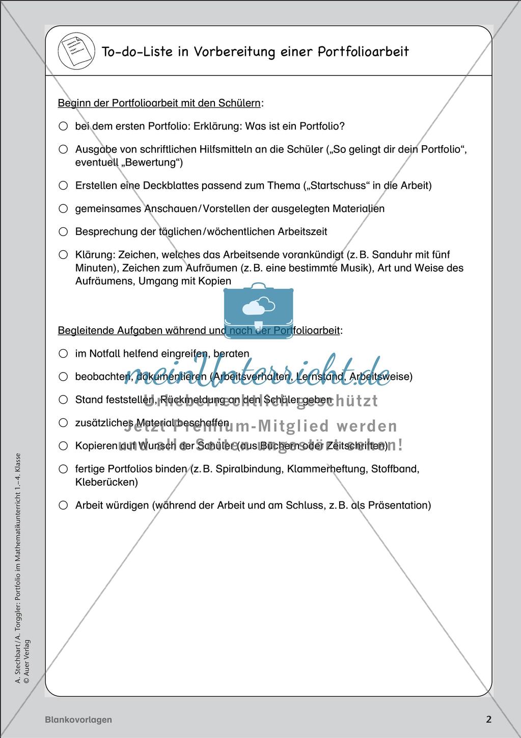 Portfolio im Mathematikunterricht - Blankovorlage Preview 4