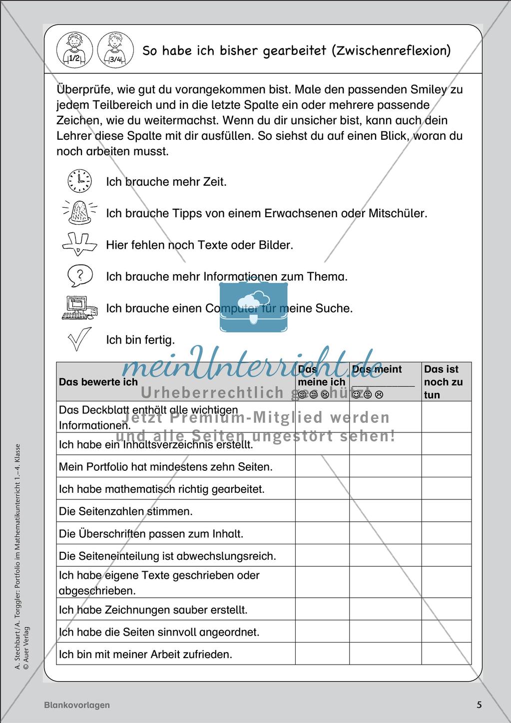 Portfolio im Mathematikunterricht - Blankovorlage Preview 7
