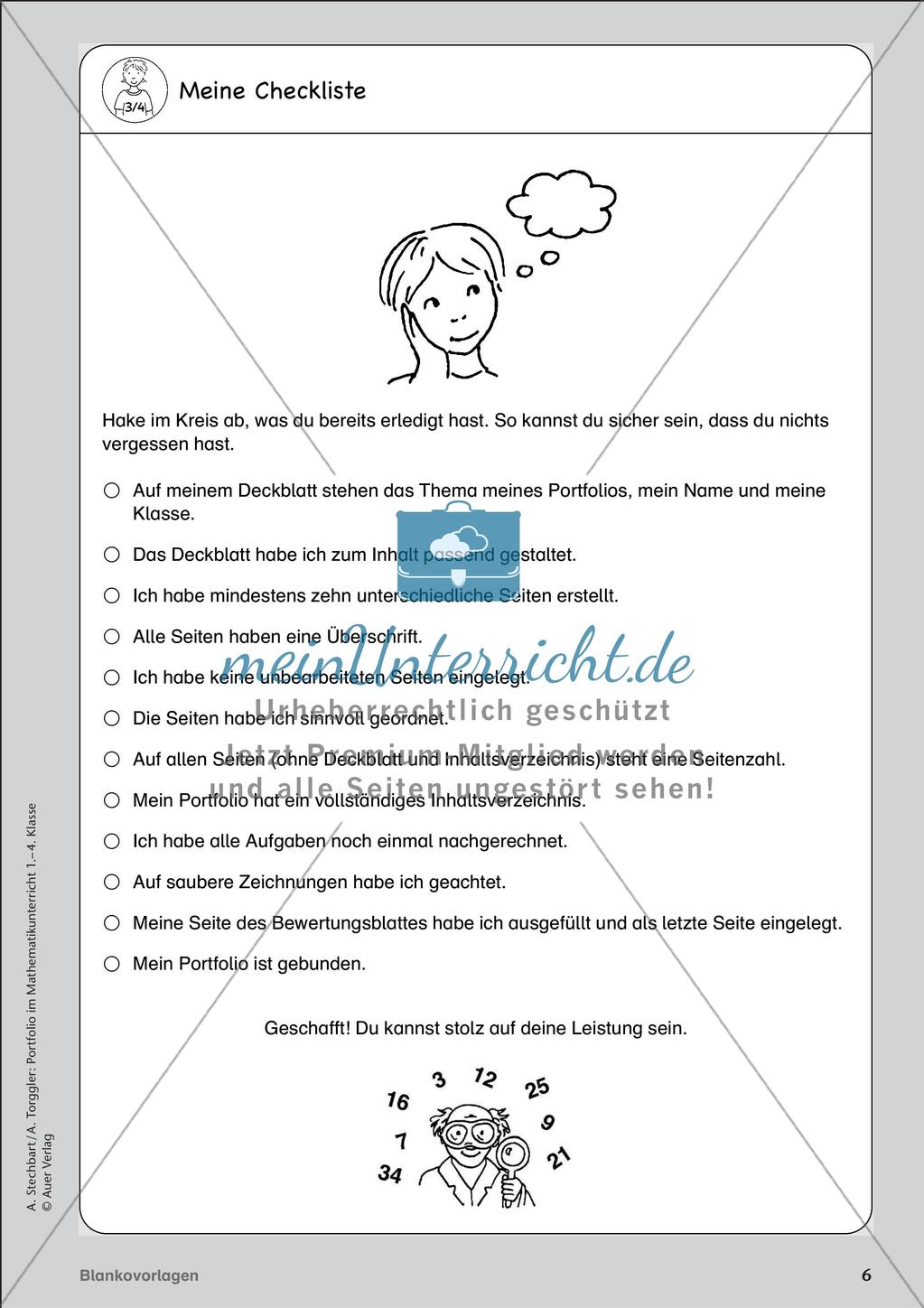 Portfolio im Mathematikunterricht - Blankovorlage Preview 8