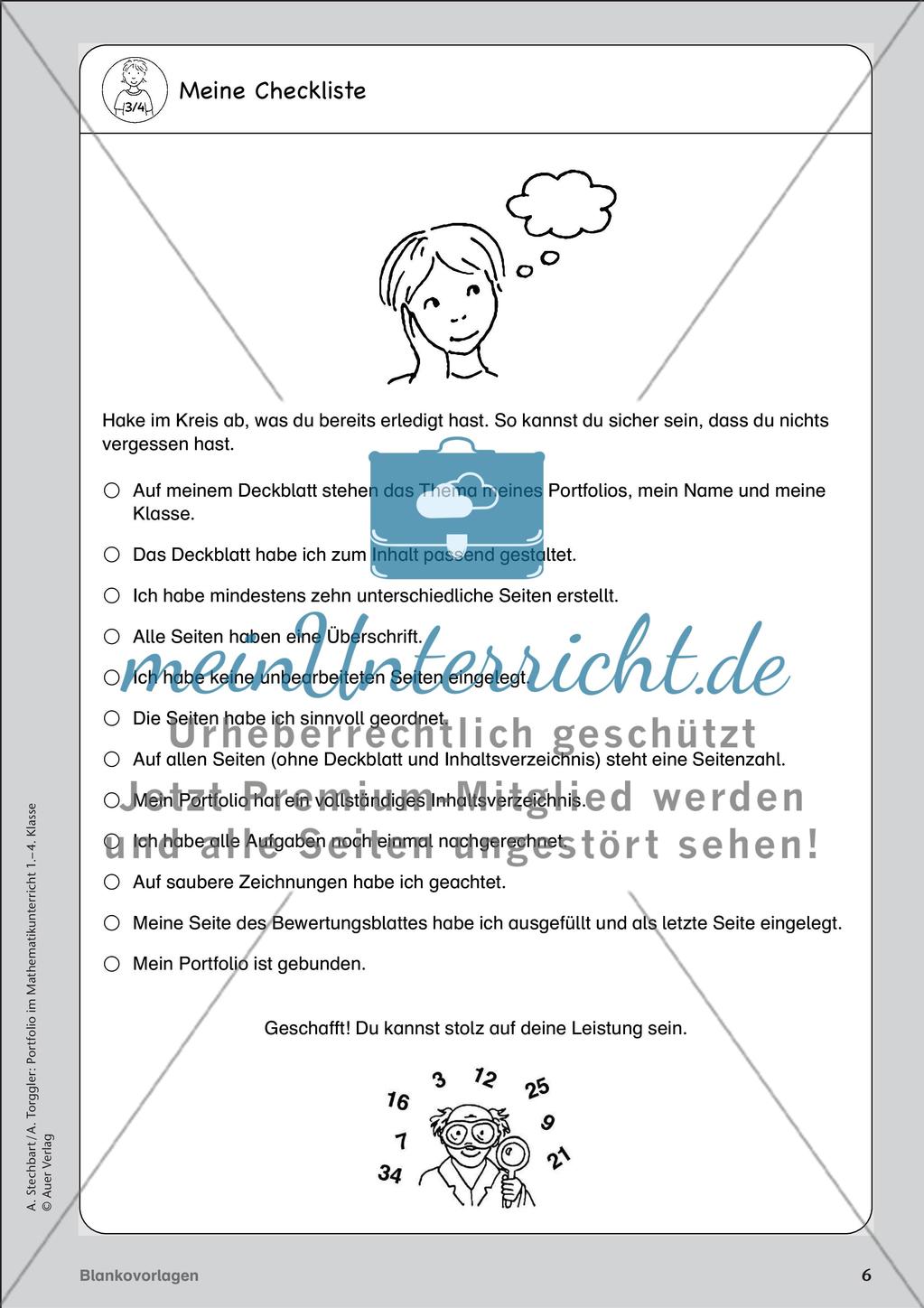 Portfolio im Mathematikunterricht - Blankovorlage Preview 8