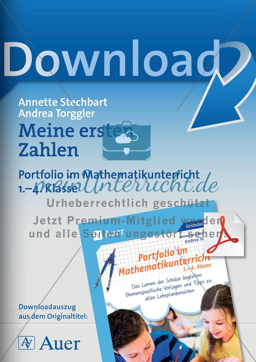 Portfolio im Mathematikunterricht - Meine ersten Zahlen Preview 1