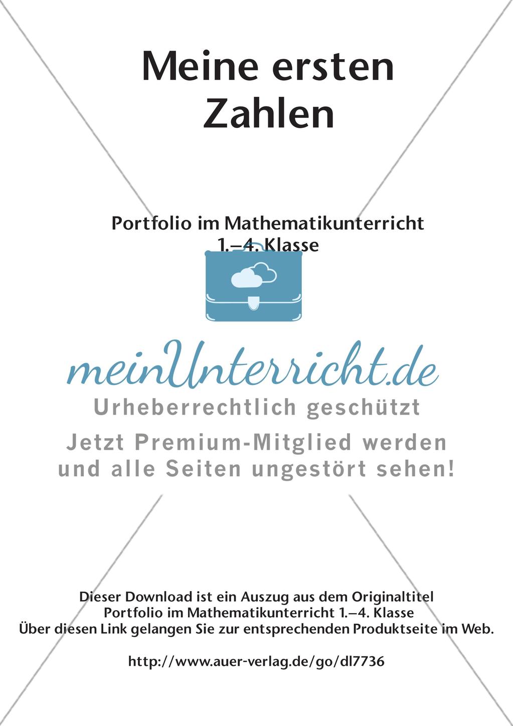 Portfolio im Mathematikunterricht - Meine ersten Zahlen Preview 2