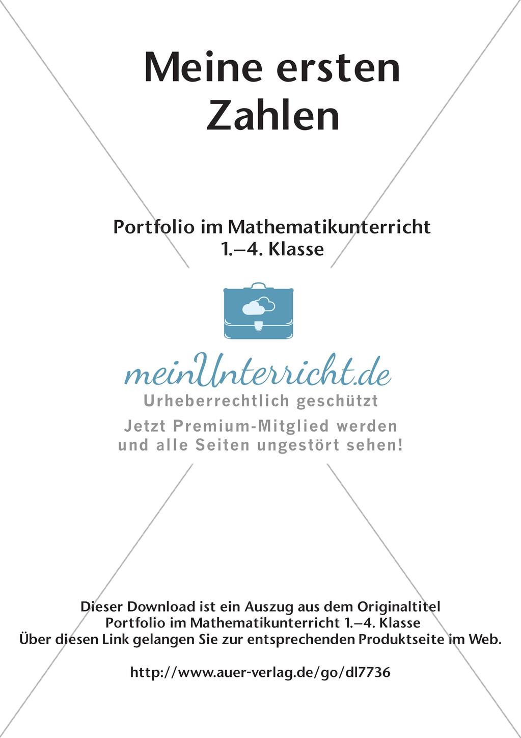 Portfolio im Mathematikunterricht - Meine ersten Zahlen Preview 2