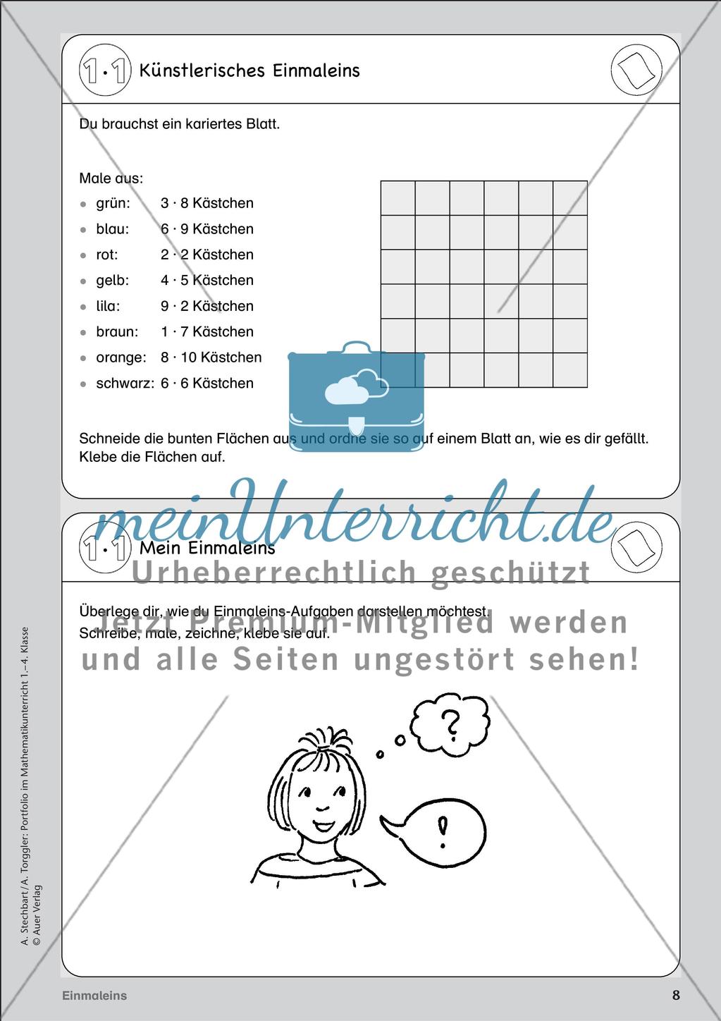 Portfolio im Mathematikunterricht - Einmaleins Preview 10