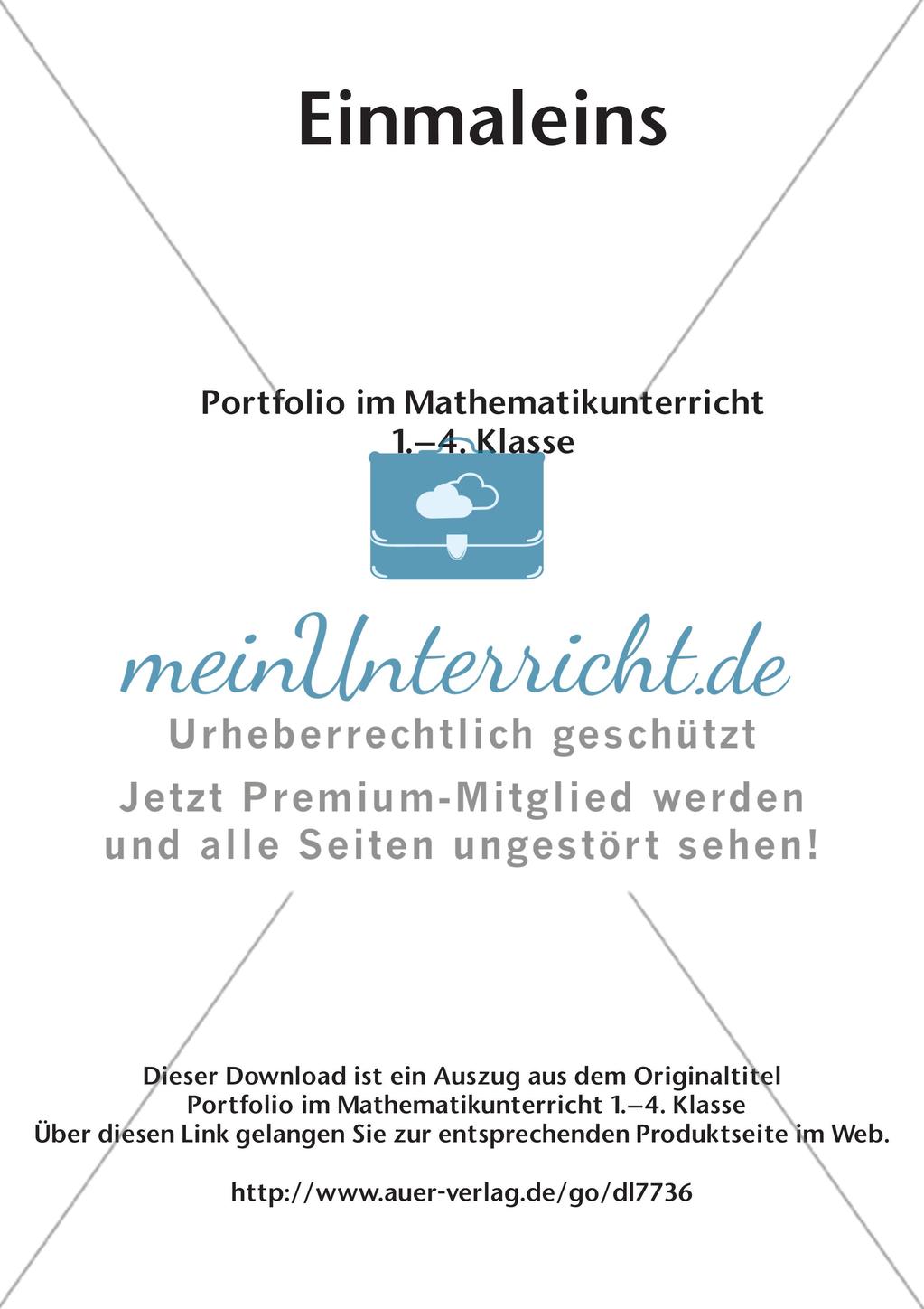 Portfolio im Mathematikunterricht - Einmaleins Preview 2
