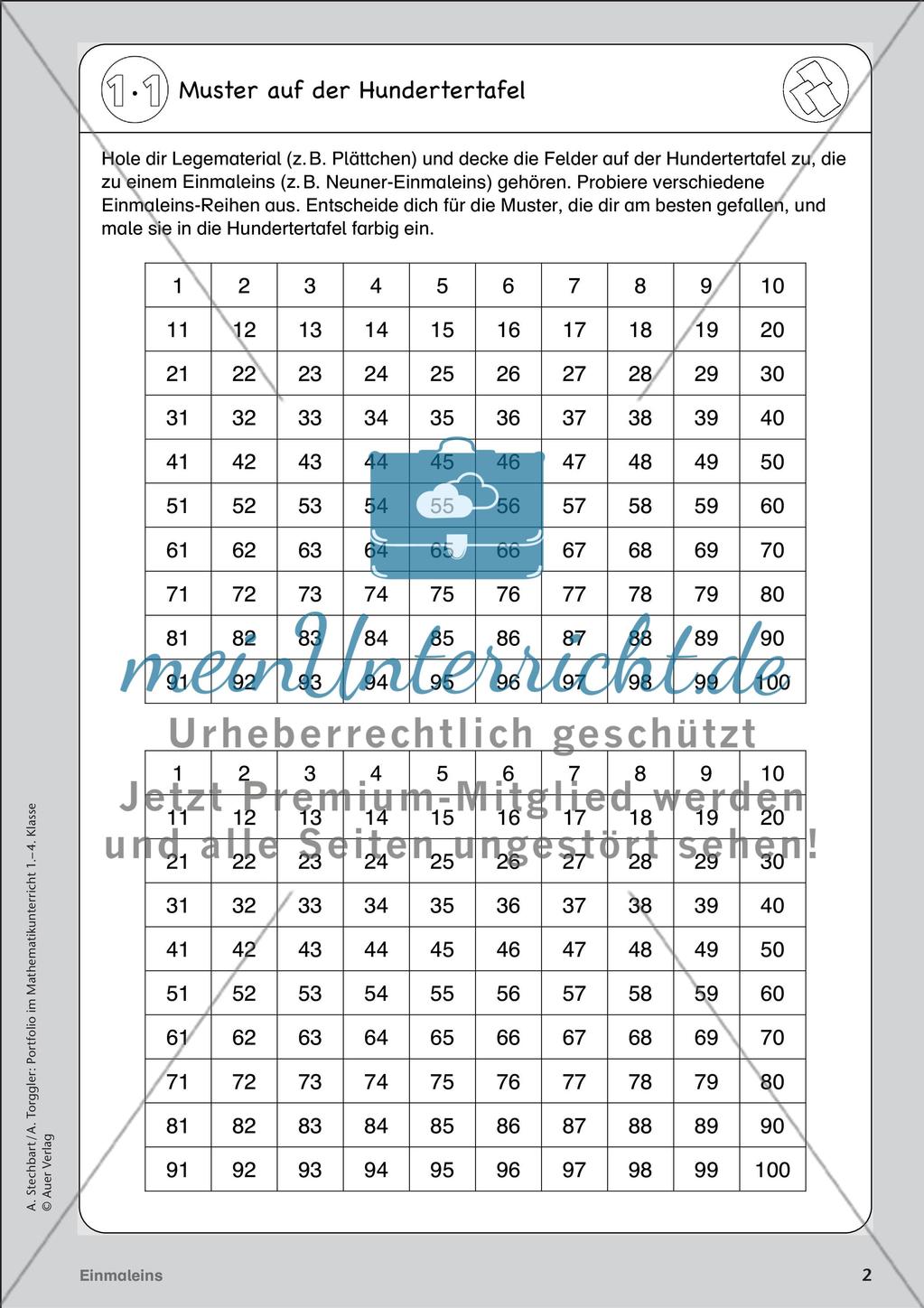 Portfolio im Mathematikunterricht - Einmaleins Preview 4