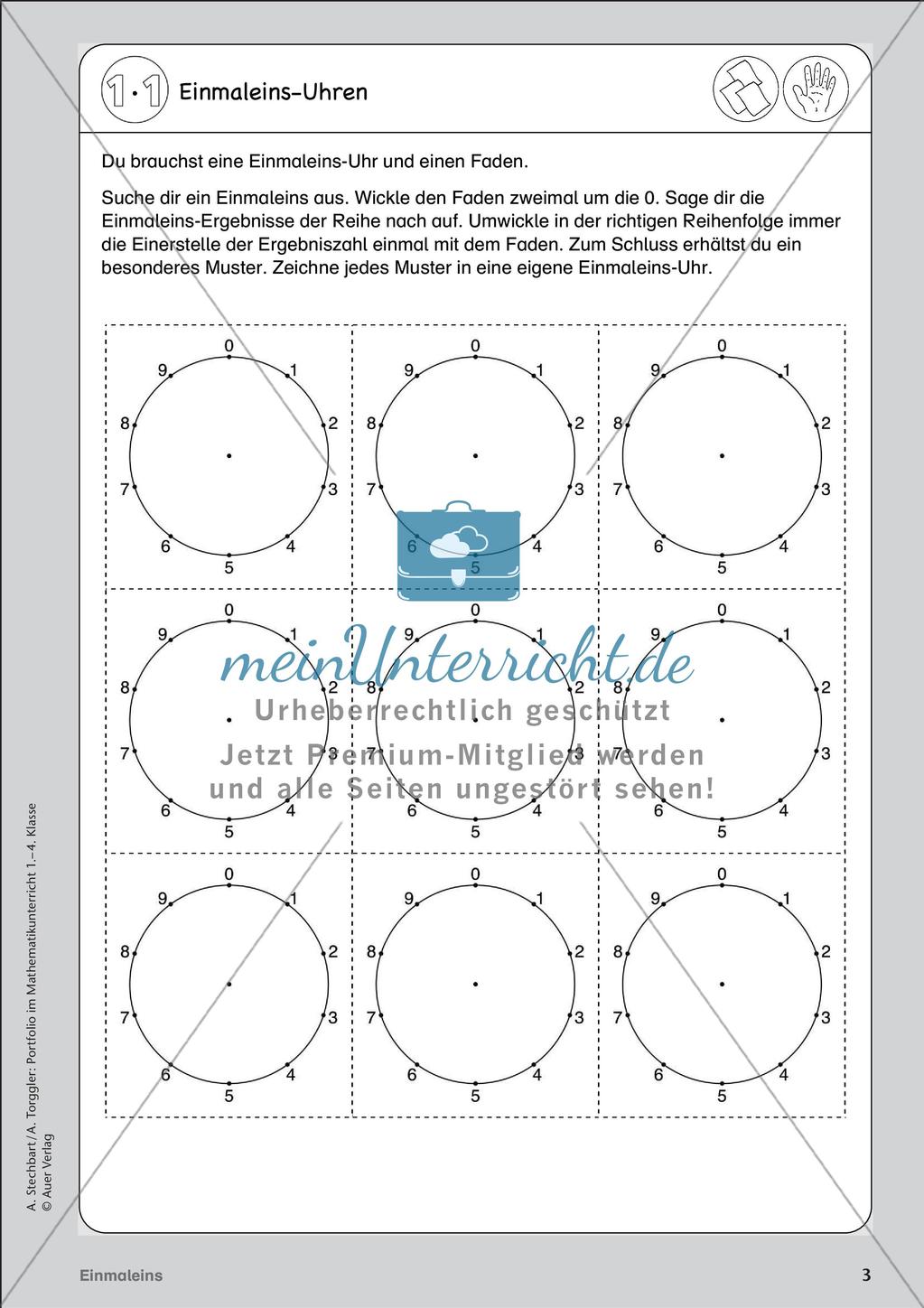 Portfolio im Mathematikunterricht - Einmaleins Preview 5
