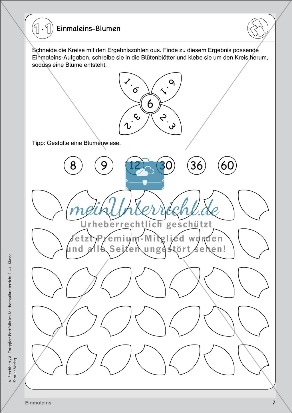 Portfolio im Mathematikunterricht - Einmaleins Preview 9