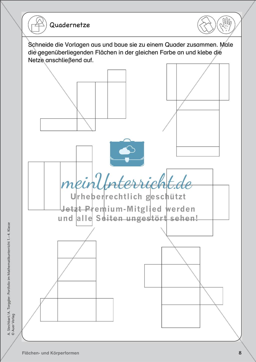 Portfolio im Mathematikunterricht - Flächen- und Körperformen Preview 10