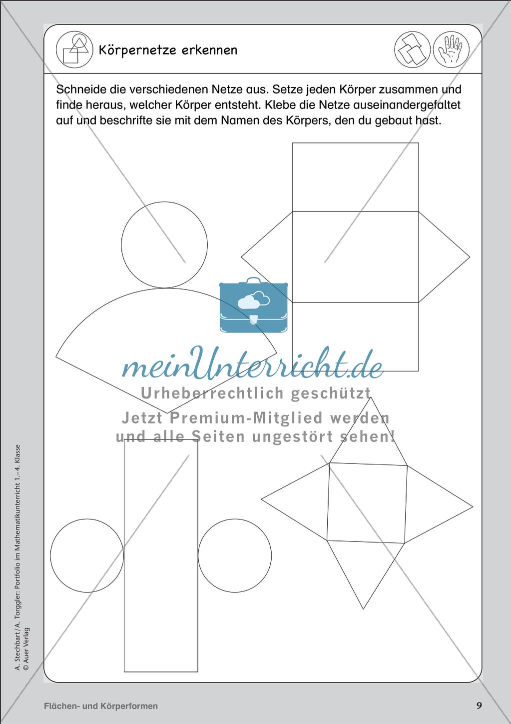 Portfolio im Mathematikunterricht - Flächen- und Körperformen Preview 11