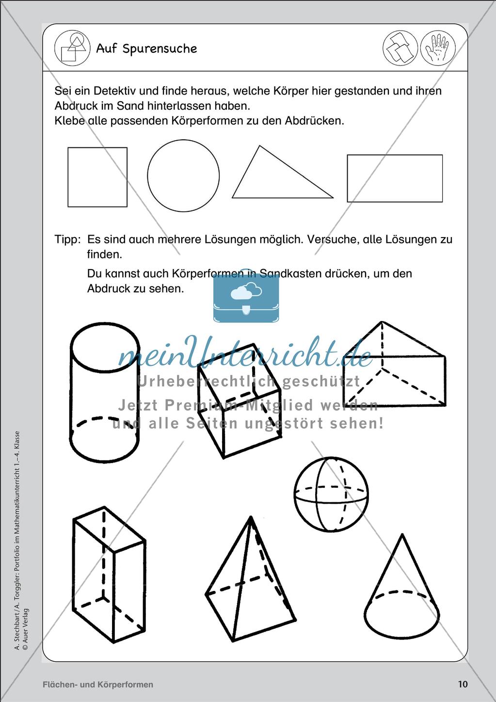 Portfolio im Mathematikunterricht - Flächen- und Körperformen Preview 12