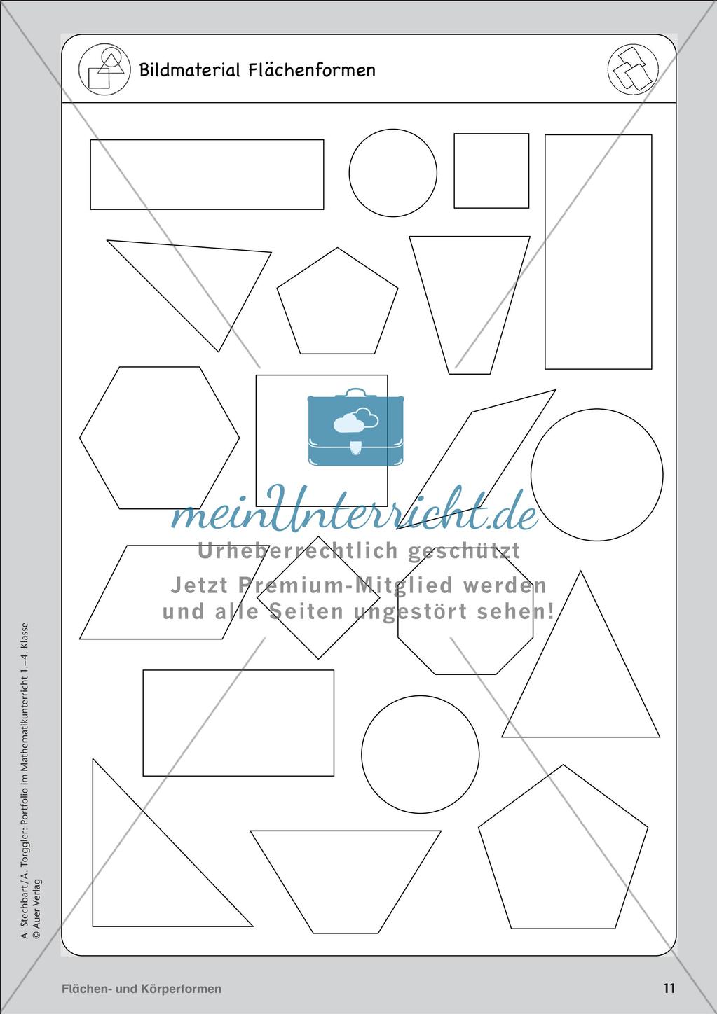 Portfolio im Mathematikunterricht - Flächen- und Körperformen Preview 13