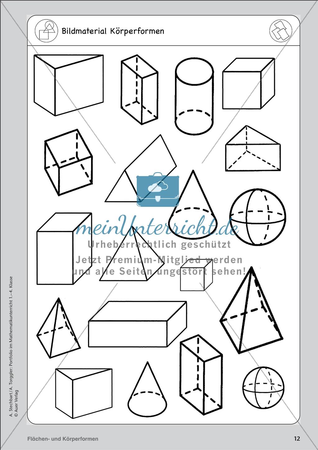 Portfolio im Mathematikunterricht - Flächen- und Körperformen Preview 14