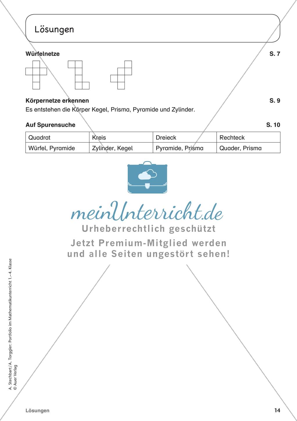 Portfolio im Mathematikunterricht - Flächen- und Körperformen Preview 16