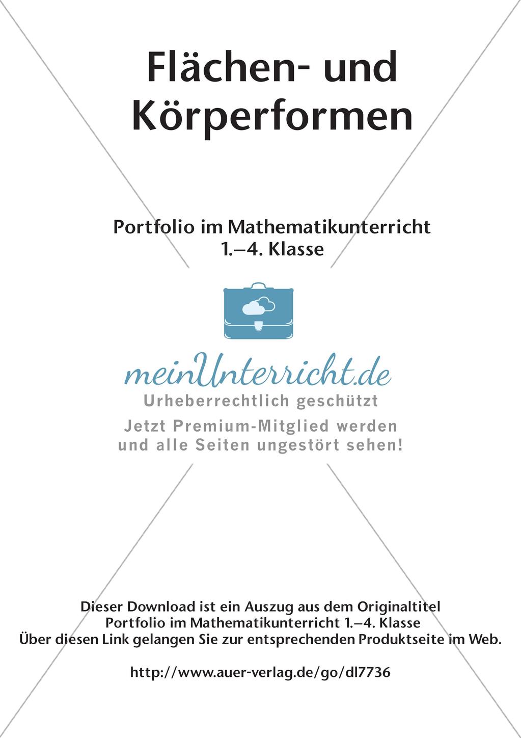 Portfolio im Mathematikunterricht - Flächen- und Körperformen Preview 2